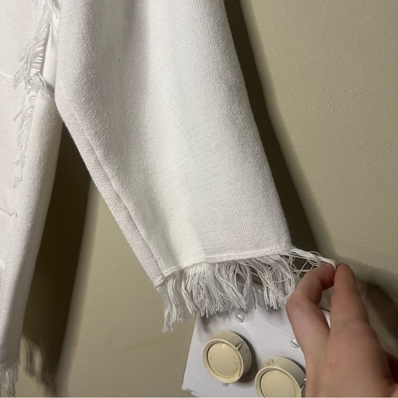 Repeat Size XS Cotton Blend Cardigan Fringe Ivory - Picture 8 of 13